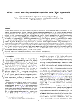 MUNet: Motion Uncertainty-aware Semi-supervised Video Object
  Segmentation