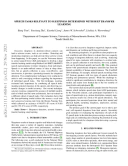 Speech Tasks Relevant to Sleepiness Determined with Deep Transfer
  Learning