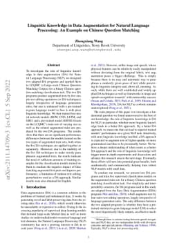 Linguistic Knowledge in Data Augmentation for Natural Language
  Processing: An Example on Chinese Question Matching