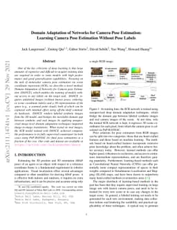Domain Adaptation of Networks for Camera Pose Estimation: Learning
  Camera Pose Estimation Without Pose Labels
