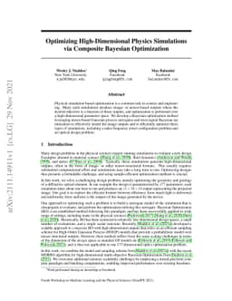 Optimizing High-Dimensional Physics Simulations via Composite Bayesian
  Optimization