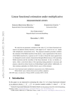 Linear functional estimation under multiplicative measurement errors