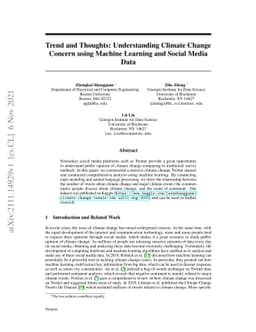 Trend and Thoughts: Understanding Climate Change Concern using Machine
  Learning and Social Media Data