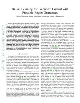 Online Learning for Predictive Control with Provable Regret Guarantees