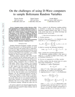 On the challenges of using D-Wave computers to sample Boltzmann Random
  Variables