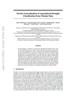 On the Generalization of Agricultural Drought Classification from
  Climate Data