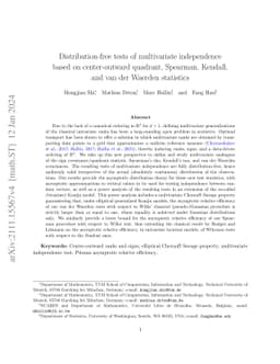Distribution-free tests of multivariate independence based on
  center-outward quadrant, Spearman, Kendall, and van der Waerden statistics