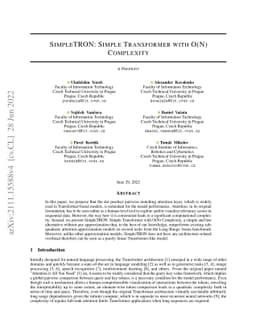 SimpleTRON: Simple Transformer with O(N) Complexity