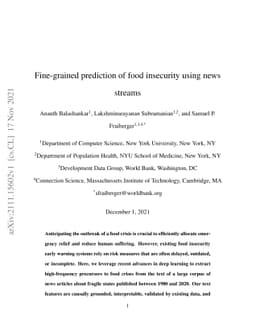 Fine-grained prediction of food insecurity using news streams