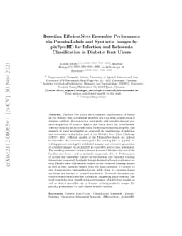 Boosting EfficientNets Ensemble Performance via Pseudo-Labels and
  Synthetic Images by pix2pixHD for Infection and Ischaemia Classification in
  Diabetic Foot Ulcers