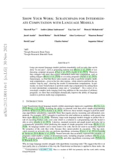 Show Your Work: Scratchpads for Intermediate Computation with Language
  Models