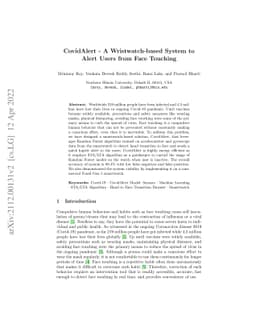 CovidAlert -- A Wristwatch-based System to Alert Users from Face
  Touching