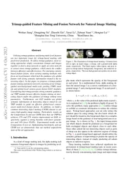 Trimap-guided Feature Mining and Fusion Network for Natural Image
  Matting