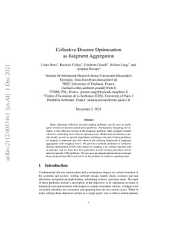Collective discrete optimisation as judgment aggregation