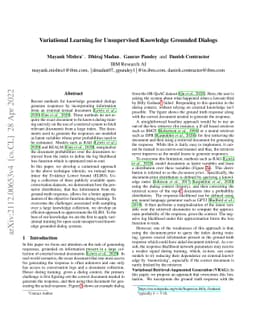 Variational Learning for Unsupervised Knowledge Grounded Dialogs