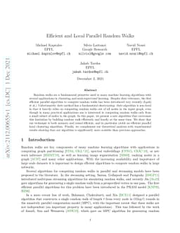 Efficient and Local Parallel Random Walks