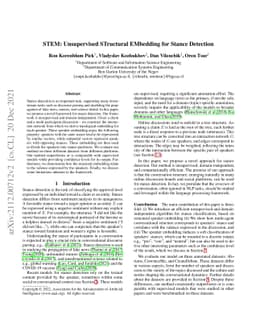 STEM: Unsupervised STructural EMbedding for Stance Detection