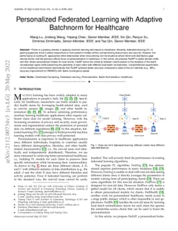 Personalized Federated Learning with Adaptive Batchnorm for Healthcare