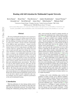 Routing with Self-Attention for Multimodal Capsule Networks