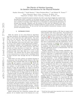 The Physics of Machine Learning: An Intuitive Introduction for the
  Physical Scientist