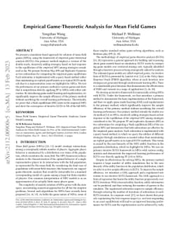 Empirical Game-Theoretic Analysis for Mean Field Games