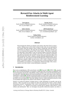 Reward-Free Attacks in Multi-Agent Reinforcement Learning
