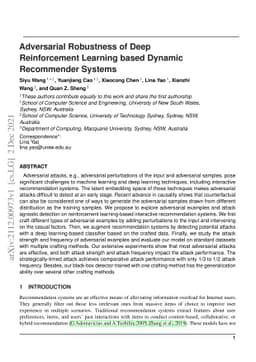 Adversarial Robustness of Deep Reinforcement Learning based Dynamic
  Recommender Systems
