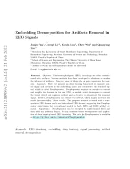 Embedding Decomposition for Artifacts Removal in EEG Signals