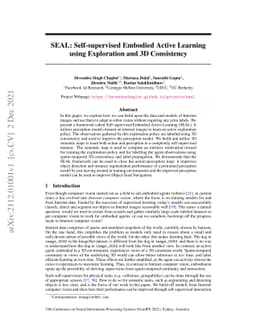 SEAL: Self-supervised Embodied Active Learning using Exploration and 3D
  Consistency