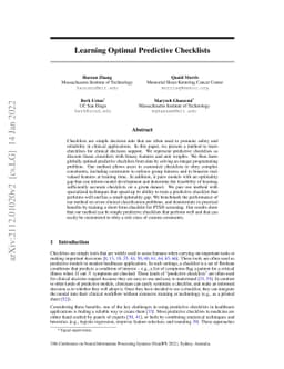 Learning Optimal Predictive Checklists