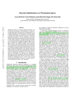 Bayesian Optimization over Permutation Spaces
