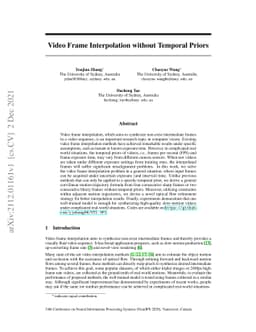 Video Frame Interpolation without Temporal Priors