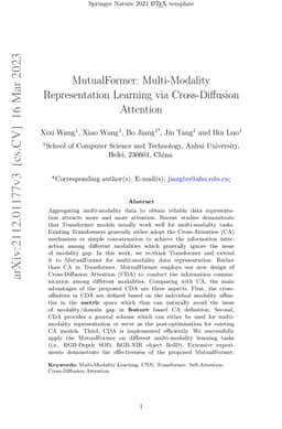 MutualFormer: Multi-Modality Representation Learning via Cross-Diffusion
  Attention