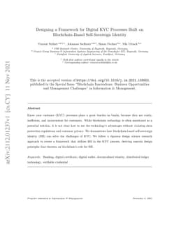 Designing a Framework for Digital KYC Processes Built on
  Blockchain-Based Self-Sovereign Identity