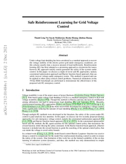 Safe Reinforcement Learning for Grid Voltage Control