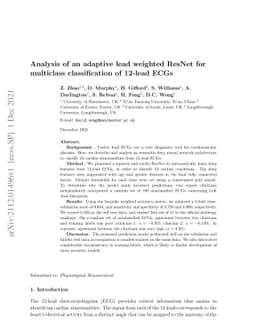 Analysis of an adaptive lead weighted ResNet for multiclass
  classification of 12-lead ECGs