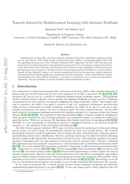 Towards Interactive Reinforcement Learning with Intrinsic Feedback