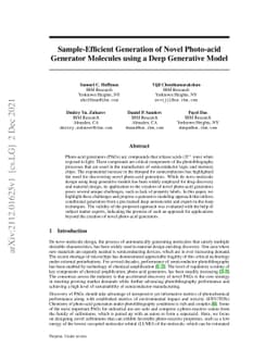 Sample-Efficient Generation of Novel Photo-acid Generator Molecules
  using a Deep Generative Model