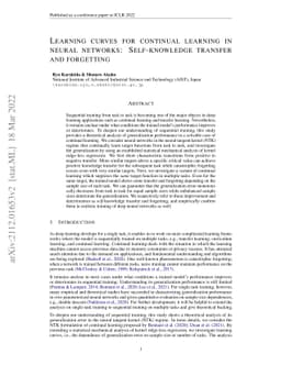 Learning Curves for Continual Learning in Neural Networks:
  Self-Knowledge Transfer and Forgetting