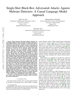 Single-Shot Black-Box Adversarial Attacks Against Malware Detectors: A
  Causal Language Model Approach