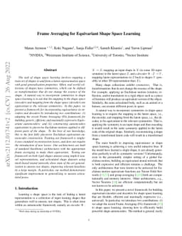 Frame Averaging for Equivariant Shape Space Learning