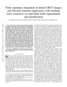 Fully automatic integration of dental CBCT images and full-arch
  intraoral impressions with stitching error correction via individual tooth
  segmentation and identification