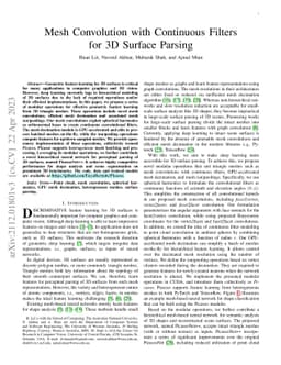 Mesh Convolution with Continuous Filters for 3D Surface Parsing