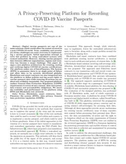 A Privacy-Preserving Platform for Recording COVID-19 Vaccine Passports