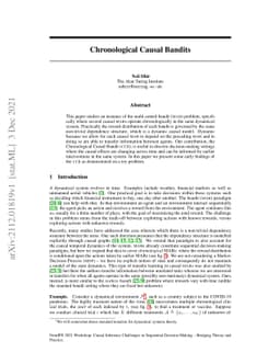 Chronological Causal Bandits