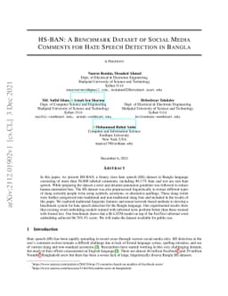HS-BAN: A Benchmark Dataset of Social Media Comments for Hate Speech
  Detection in Bangla