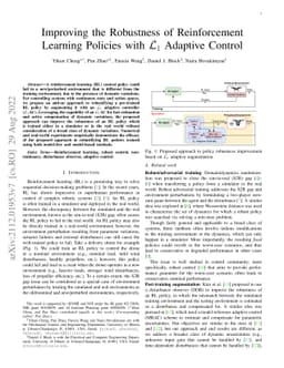 Improving the Robustness of Reinforcement Learning Policies with
  $\mathcal{L}_{1}$ Adaptive Control