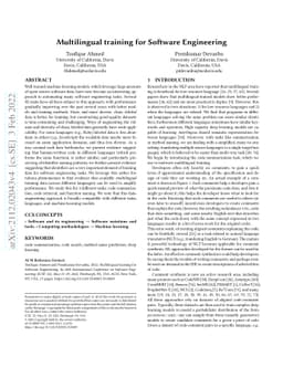 Multilingual training for Software Engineering
