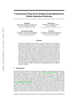 Causal-based Time Series Domain Generalization for Vehicle Intention
  Prediction
