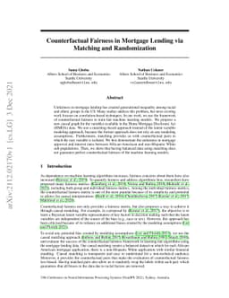 Counterfactual Fairness in Mortgage Lending via Matching and
  Randomization